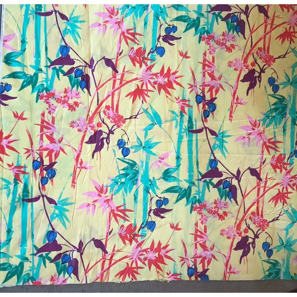 Vintage Mod Bold Print Fabric Cotton Key West 60s 70s Tropical Vibrant 14' x 45